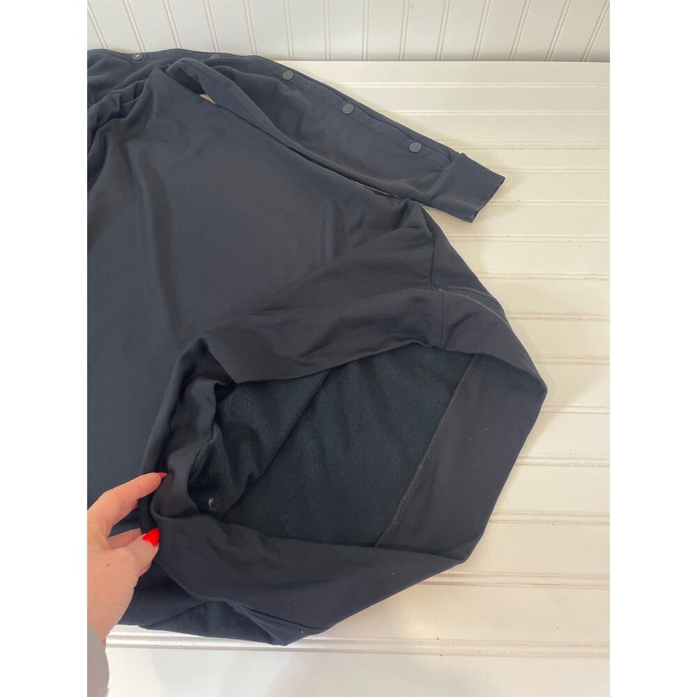 Athleta Women’s Black Raglan Snap Sleeve Mini Sweater Dress Crew Neck Size M - Picture 6 of 9